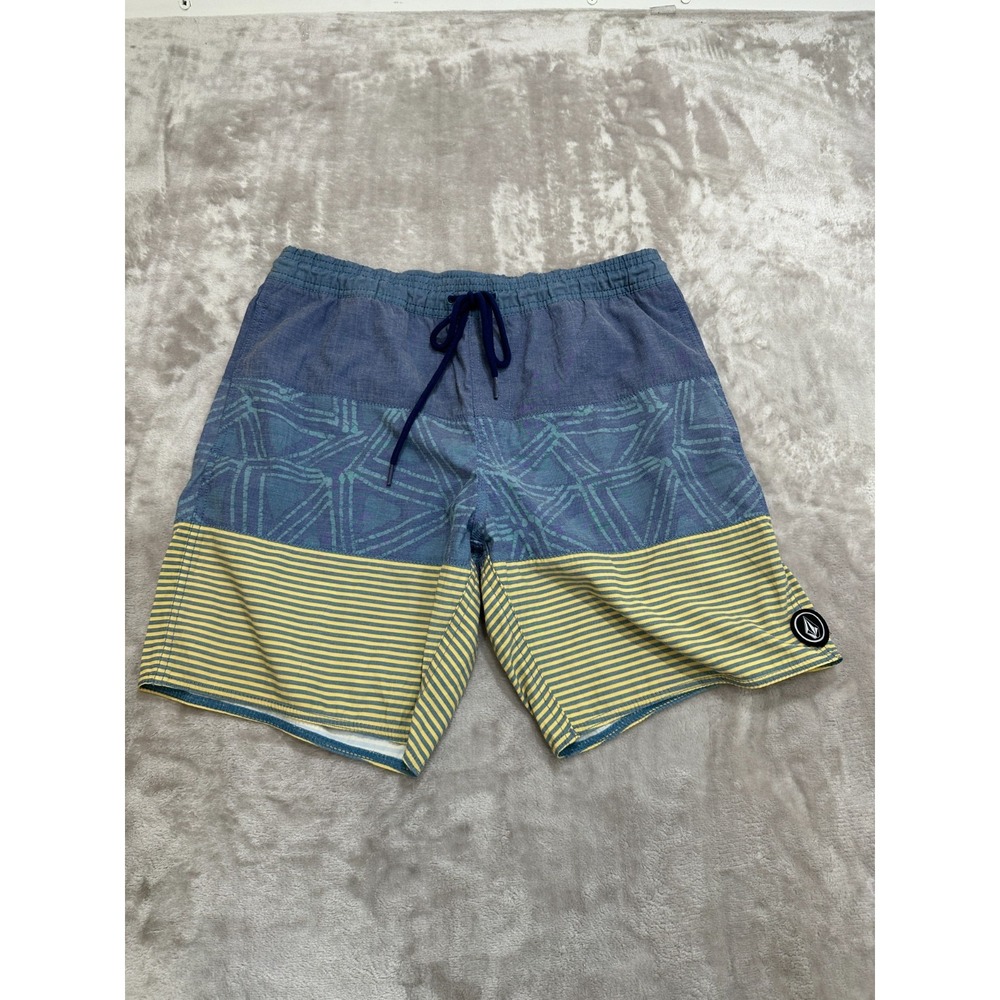 Volcom Shorts Mens Size Small Multicolor Striped‎ Board Elastic Waist Drawstring